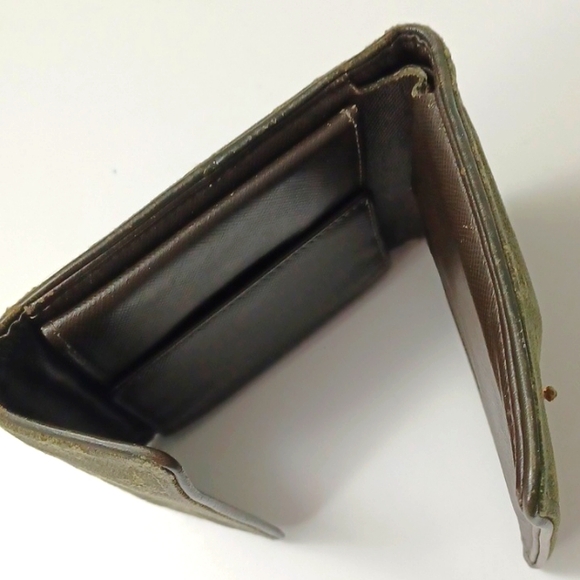 Louis Vuitton *Vintage* Trifold Mini Lin Army Green Denim Leather Wallet - Picture 11 of 11